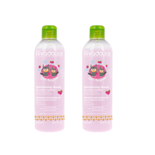 LOT SHAMPOOING DOUCHE MIEL & FRAMBOISE LOUPIOTS 2X500 ML image number null