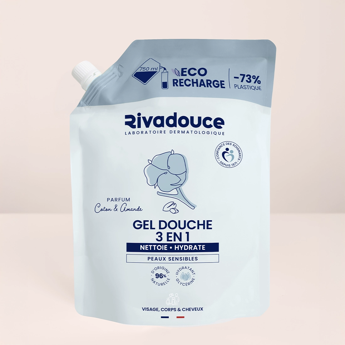 ECO-RECHARGE Shampoing douche Amande & Coton 750ML