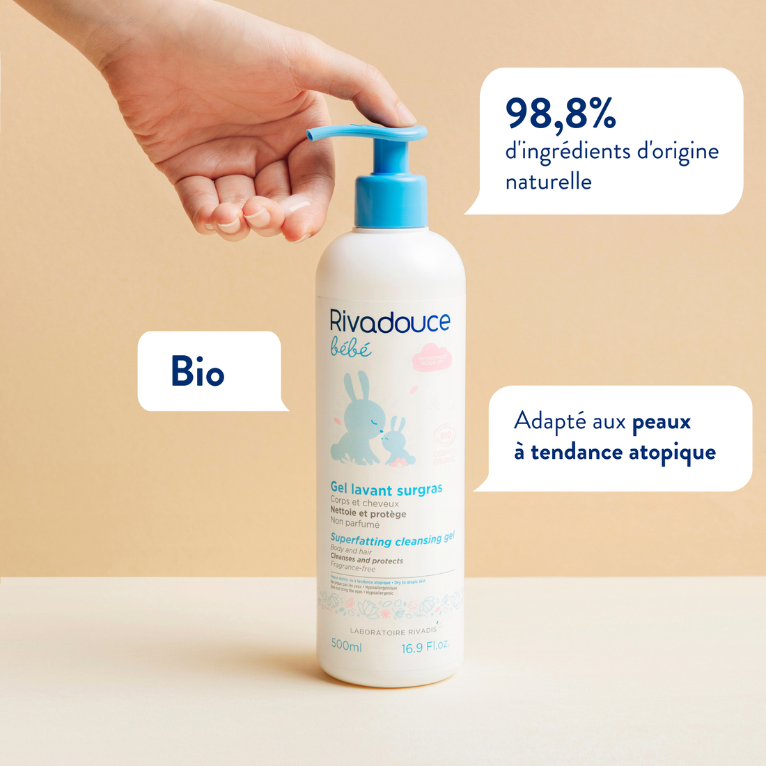 Gel Lavant Surgras Bebe Bio 500ml Le Bain Rivadouce