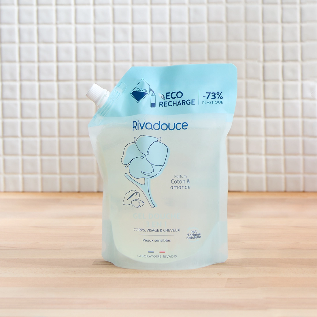 ECO-RECHARGE Shampoing douche Amande & Coton 750ML image number null