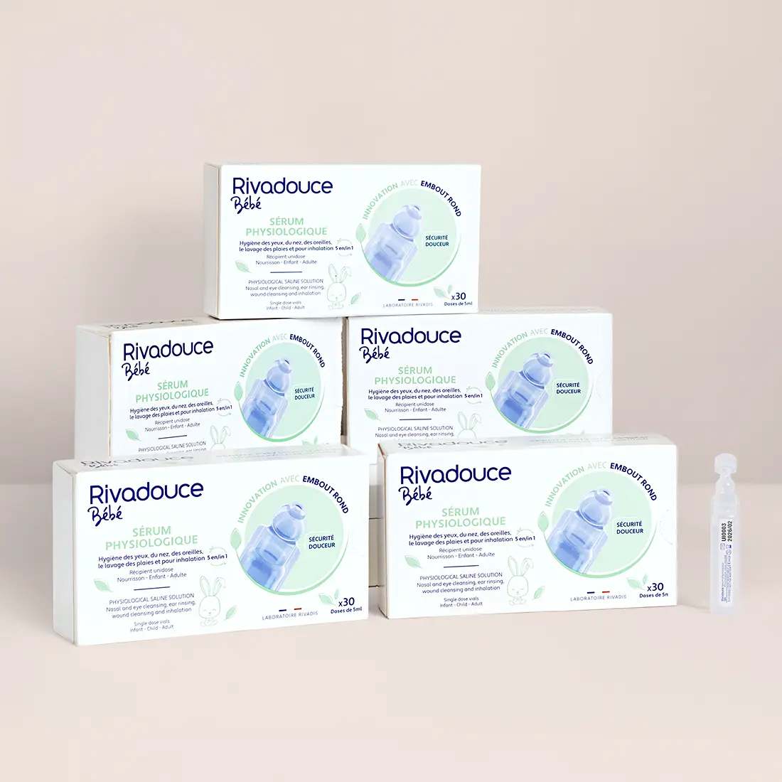 Lot de 5 boîtes de sérum physiologique et sa boîte