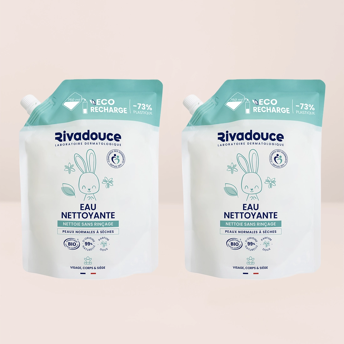 Lot recharge eau nettoyante bebe 2*900ml