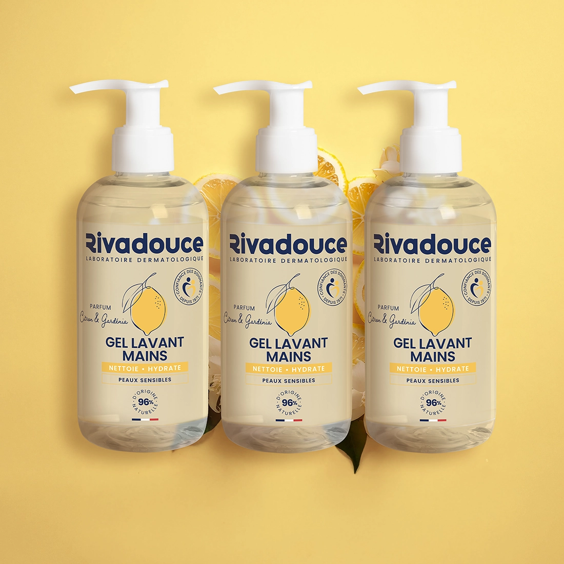 Lot de 3 Gels lavants mains citron & gard&eacute;nia 250ml image number 0